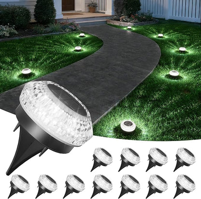 VOLISUN Solar Ground Lights Outdoor,12 Pack Flat Solar Pathway Lights,IP67 Waterproof Solar Powered Disc Lights,Landscape Lighting for Garden Yard Walkway Patio Driveway,Cool White