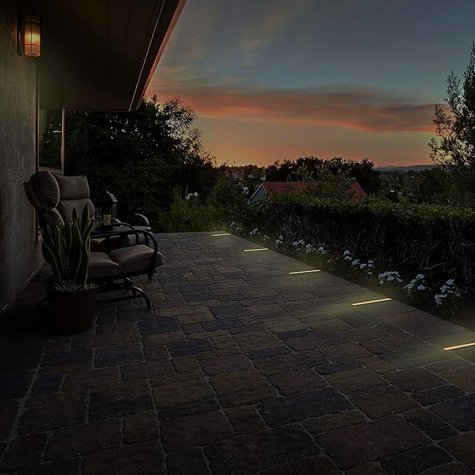 LUMENGY Paver Light Slim 0.5x12 Inch (0.55x11.8), 2700K Warm White, Glare-Free Linear Lighting for Driveways, Walkways and Paver Borders, 12V Hardwired, IP67 Waterproof, Drive-Over Rated