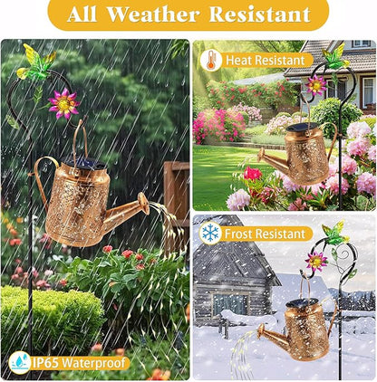 Solar Watering Can Lights, Hummingbird Hanging Lanterns Outdoor, Birthday Gifts for Mom Women Grandma , Waterproof Solar Lights Garden Decor for Outside Yard Art Patio Porch Lawn Backyard