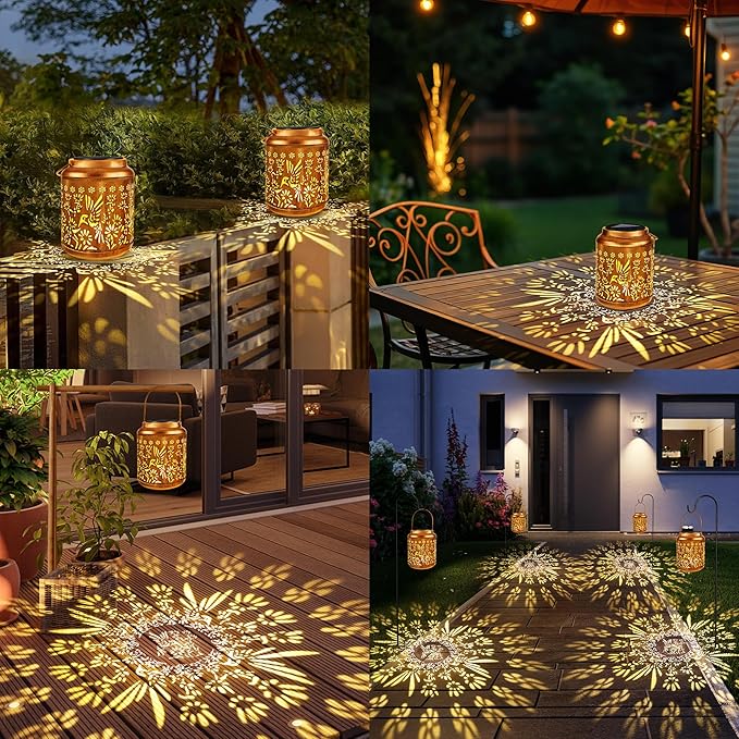 Solar Hummingbird Lanterns 2-Pack, Patio Hanging LED Decor
