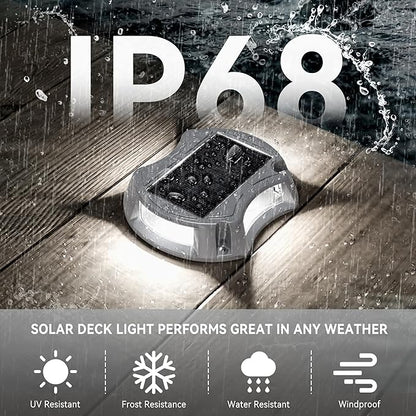 LumiZen 12Pack Solar Deck Lights Driveway Dock Light, 12 Color Modes Led IP67 Waterproof Outdoor Warning Step Lights for Driveway Sidewalk Garden Pathway Yard[Strobe/RGB/Fix-Color]