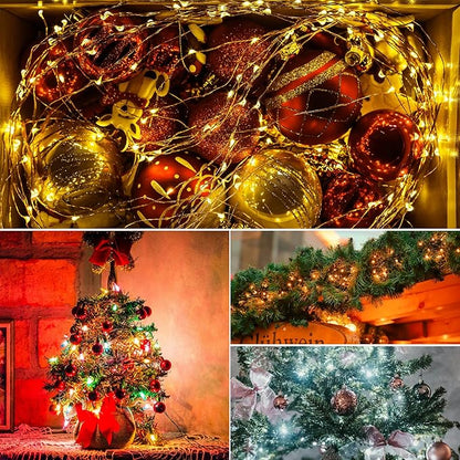 Solar String Lights Outdoor, 33 Feet 100 LEDs 8 Modes Solar Fairy Lights for Outside, Waterproof Outdoor Light for Patio Yard Christmas Tree Halloween Wedding Party Decorations, Orange
