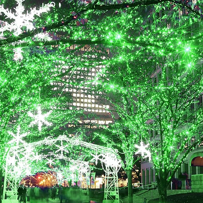 300 LED St Patricks Day Lights, 98.5FT Christmas String Lights with 8 Lighting Modes, Waterproof & Connectable Mini Lights, Plug in for Indoor Outdoor Holiday Xmas Party Bedroom Decorations (Green)