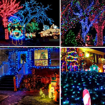 Dazzle Bright Fairy Lights Battery Operated, 4 Pack Total 80FT 240LED Silver Wire Waterproof Battery Operated String Lights, Christmas Decorations for Indoor Outdoor Bedroom Yard Decor, Blue