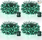 4-Pack 200 LED Christmas Twinkle Lights, 66ft Waterproof for Porch