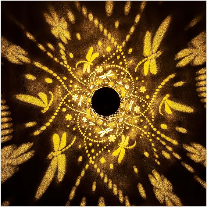 Dragonfly Solar Lanterns Outdoor Waterproof Hanging Solar Lights Dragonfly Gifts for Women Men Metal Decorative LED Lanterns for Garden Decor,Yard,Patio,Lawn,Tabletop,Pathway