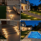 12-Pack Warm White In-Ground Solar Lights, Flat LED Driveway