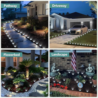 SOLPEX Mini Solar Ground Lights, 20 Pack Solar Lights Outdoor Waterproof, Pathway Lights Solar Powered, Solar Garden Lights, Landscape Lighting for Yard Driveway Walkway (Cool White)