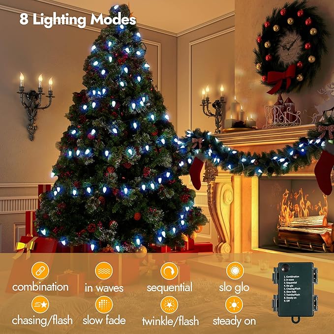 Christmas String Lights, 33ft 100 LED Waterproof Twinkle Lights