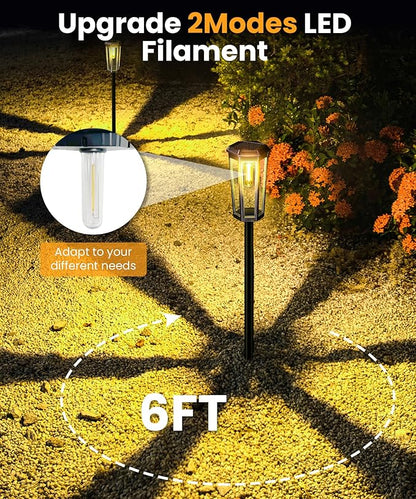 Solar Pathway Lights 6 Pack, 2 Modes Auto On/Off 40 Lumens Waterproof IP65 Landscape Lighting, Solar Lights Outdoor Walkway, Outside Lights Solar Power for Yard Garden Patio