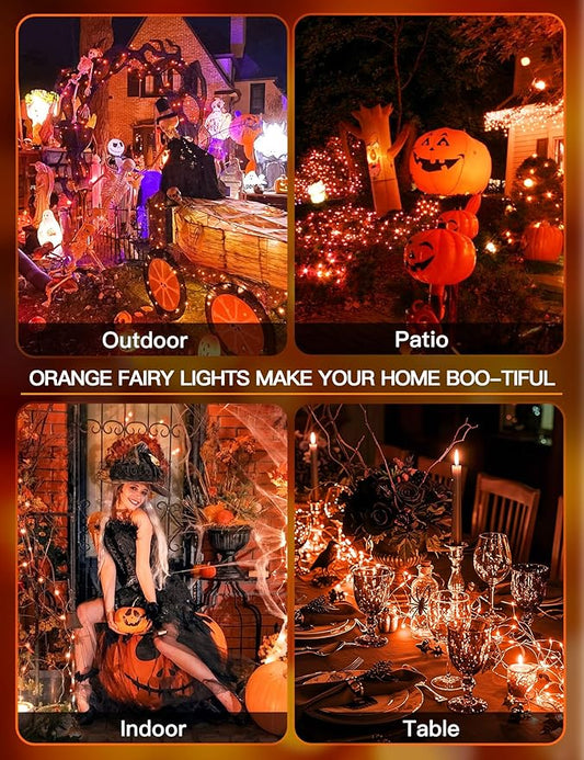 100 LED Halloween Twinkle Lights, 33ft Waterproof for Porch