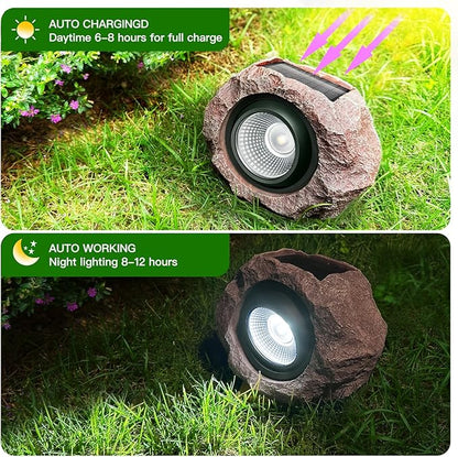 Timeflies Solar Rock Lights Outdoor 4 Pack, Bright Solar Spotlights Outdoor Waterproof, Wireless LED Rock Lights, Auto On/Off Solar Landscape Spotlights for Yard Walkway Patio Pathway Flowerbed