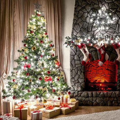 4 Pack Battery Operated Christmas String Lights,16.5Ft 50LED Tree Lights Timer Auto On/off Clear Wire Christmas Lights,8 Modes Fairy Lights Indoor Outdoor Light for Xmas Tree Wreath Garden Patio Deck