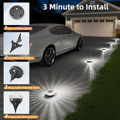 VOLISUN Solar Ground Lights Outdoor,12 Pack Flat Solar Pathway Lights,IP67 Waterproof Solar Powered Disc Lights,Landscape Lighting for Garden Yard Walkway Patio Driveway,Cool White