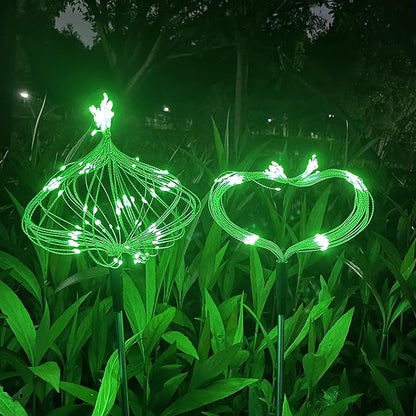 JJGoo Solar Firework Lights, 2 Pack 120 LEDs 2 Lighting Modes Solar Garden Lights Outdoor Waterproof for Yard Patio Walkway Pathway Party Wedding Christmas Decorative - Green