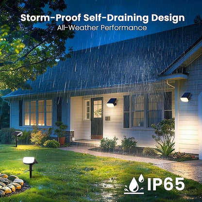 Solar Lights Outdoor Waterproof IP65, Super Bright LED,Cool Light 2 Lighting Modes Selectable, Solar Powered Yard Garden Solar Spot Lights for Outside Landscape Auto On/Off -8 Pack
