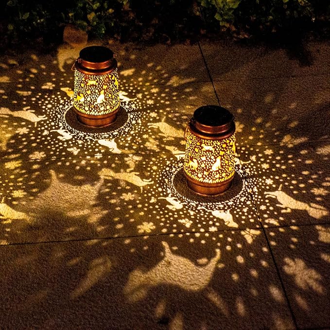Dog Solar Porch Lanterns, Rustic Waterproof LED