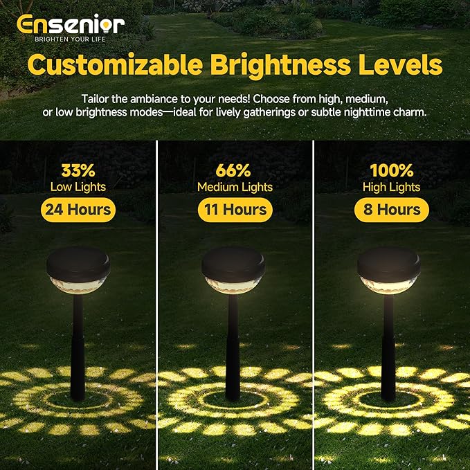 Ensenior 10-Pack Solar Lights Outdoor, Auto ON/Off 3000K LED Solar Garden Lights for Pathway, Yard, Patio, Walkway, Flower Bed, Halloween Christmas Landscape Lighting, IP65 Waterproof, Flag Lights