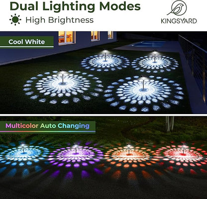 Kingsyard 8 Pack Solar Pathway Lights Outdoor Waterproof IP67, Bright Color Changing & Cool White LED Solar Lights for Outside Garden Yard Landscape Path Christmas Walkway Decor
