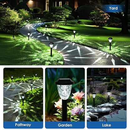 GIGALUMI 8 Pack Solar Lights Outdoor, Solar Pathway Lights with Great Pattern, Waterproof Auto On/Off Solar Powered Light for Outside Yard Garden Walkway Driveway Lawn Pathway