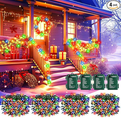 Christmas Fairy Lights 4-Pack, 132ft 400 LED Battery Twinkle Lights