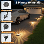 12-Pack Warm White In-Ground Solar Lights, Flat LED Driveway