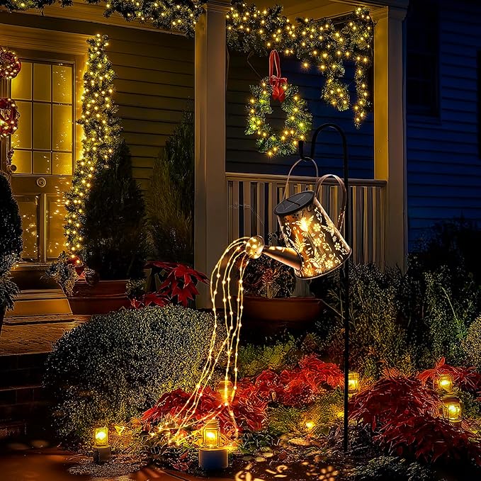 Solar Lights Outdoor Decor, Perfect Gardening Gift for Mom Women Grandma, Thoughtful Birthday Present, Hanging Lanterns Watering Can Lights for Garden, Yard, Porch, Patio Backyard Decoration