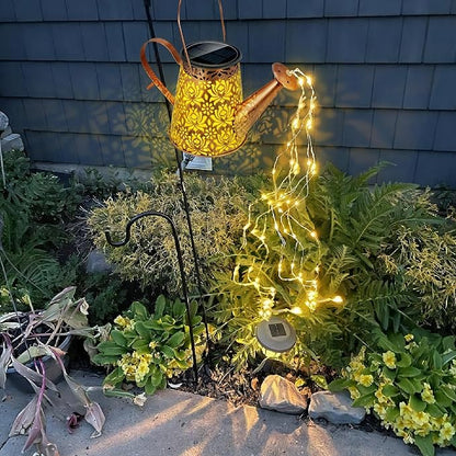Anordsem Solar Watering Can Lights: Metal Lotus Lantern Outdoor with Hook - Waterproof Garden Art Hanging Decoration for Yard Patio Lawn - Christmas Birthday Gifts for Women Mom Grandma
