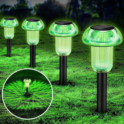 St Patricks Day Solar Pathway Lights Outdoor Decorative 4 Pack, Green LED Mushroom Solar Lights Outdoor Waterproof Solar Powered Easter Decor for Patio, Valentines Day Halloween Christmas Garden Decor