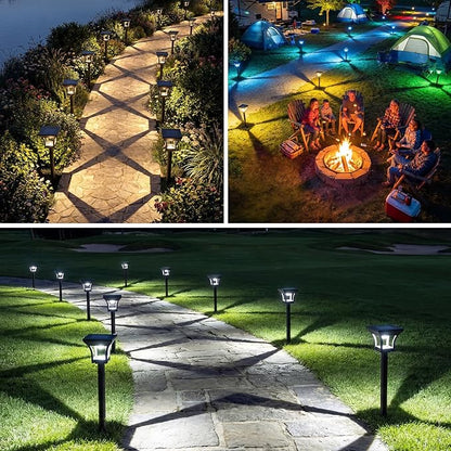 CINOTON 18 Pack RGBCW Solar Pathway Outdoor Lights, 3 Lighting Modes Solar LED Garden Lights, IP65 Waterproof Outside Solar Powered Landscape Lighting for Planter Lawn Pool Balcony RGB/Warm/Cold White