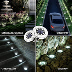12-Pack Cool White Flat Solar Driveway Lights, Waterproof LED