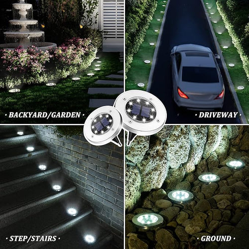 12-Pack Cool White Flat Solar Driveway Lights, Waterproof LED