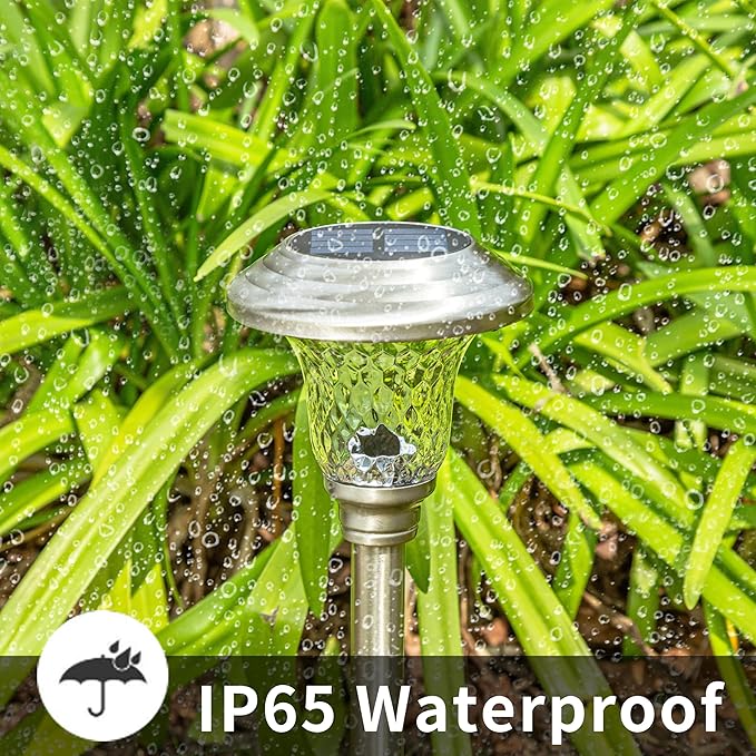 8-Pack Warm White Solar Path Lights, Outdoor Garden LED