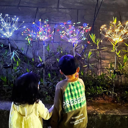 JJGoo Solar Firework Lights, 2 Pack 120 LEDs 2 Lighting Modes Solar Garden Lights Outdoor Waterproof for Yard Patio Walkway Pathway Party Wedding Christmas Decorative - Colorful