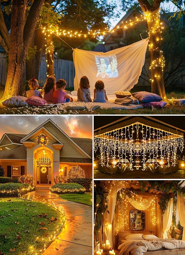 2-Pack Warm White Yard String Lights, 5ft Weatherproof LED