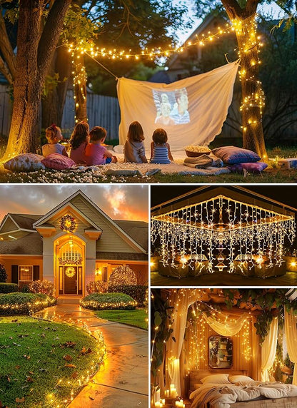 2-Pack Warm White Yard String Lights, 5ft Weatherproof LED
