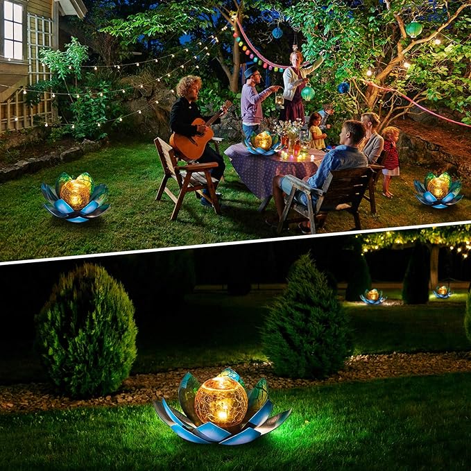 Blue Solar Path Lights, Outdoor Yard LED