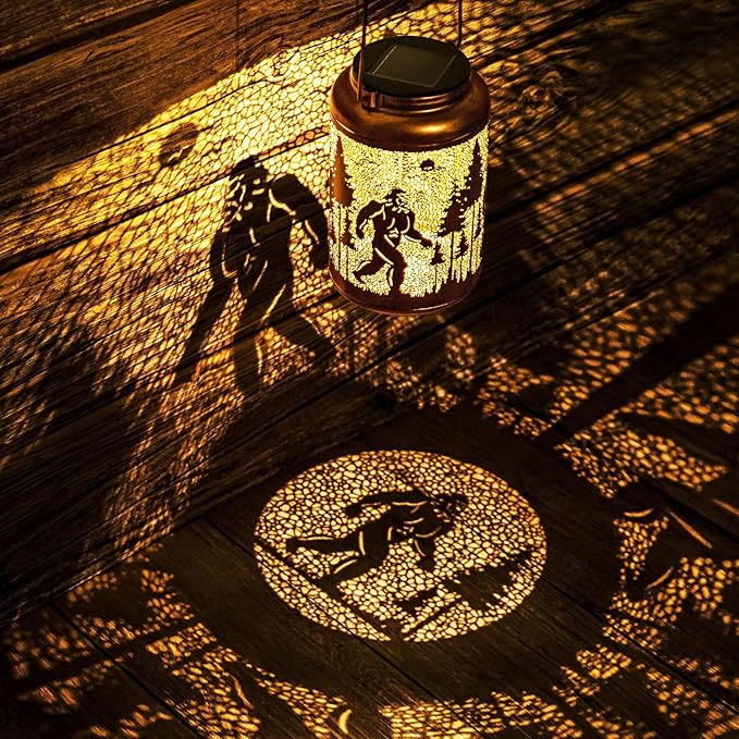 Solar Lanterns Outdoor, Big Foot Gifts for Women Men Wife Big Foot Lantern Hanging Solar Lanterns Outdoor Waterproof for Porch Garden Decor