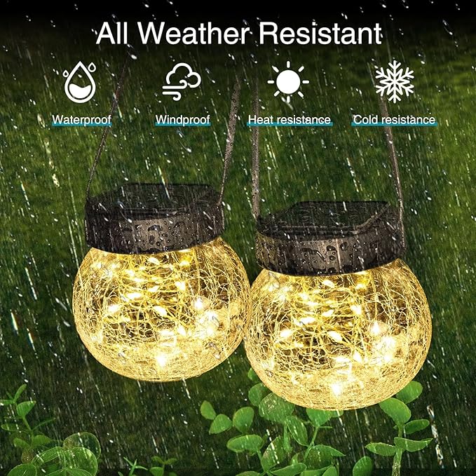 4-Pack Elegant Globe Solar Lanterns for Outdoor, Waterproof LED