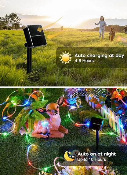 Brightown Solar Rope Lights, 2-Pack 39FT 100LED IP65 Waterproof Solar Outdoor Lights, Solar Powered Fairy Lights with 8 Lighting Modes for Party Garden Yard Home Holiday Tree Decoration, Multicolor
