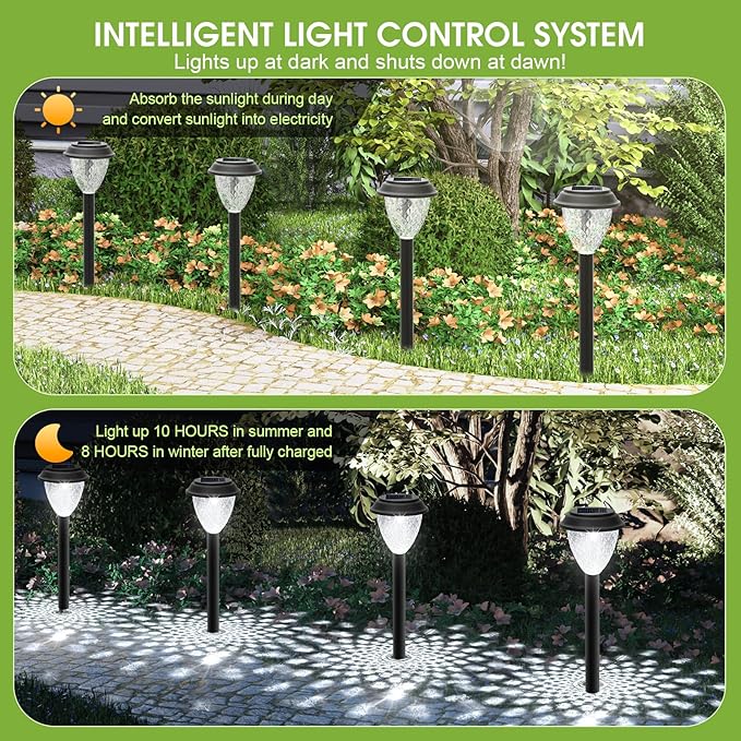 16-Pack Solar Path Lights, Outdoor Yard LED