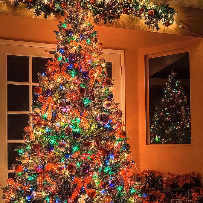 Battery Operated Christmas Lights, Waterproof Dark Green Copper Wire 20ft 200LED Fairy Light String Light for Garland, Wreath, Patio, Garden, Wedding, Party, Xmas,Multicolor