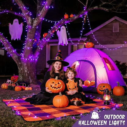 JMEXSUSS 4 Pack 50 LED Purple String Lights Battery Operated, Each 16.5ft Christmas Lights with 8 Modes & Waterproof, Purple Light with Timer Indoor Outdoor for Party Halloween Christmas Decor