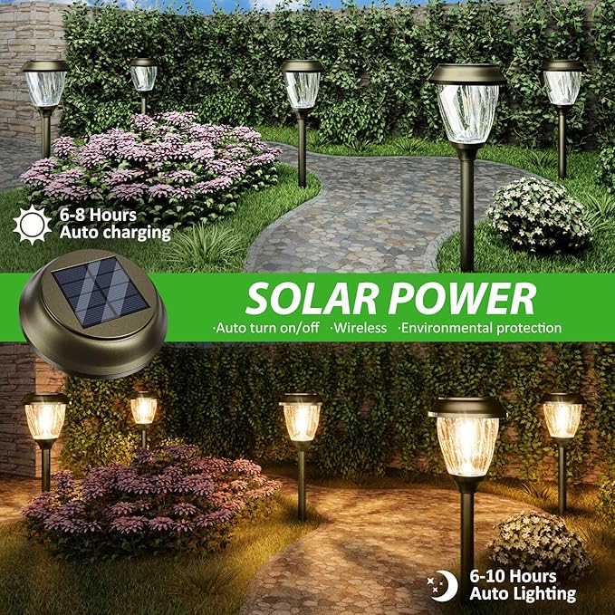 Solar Walkway Path Lights, Waterproof