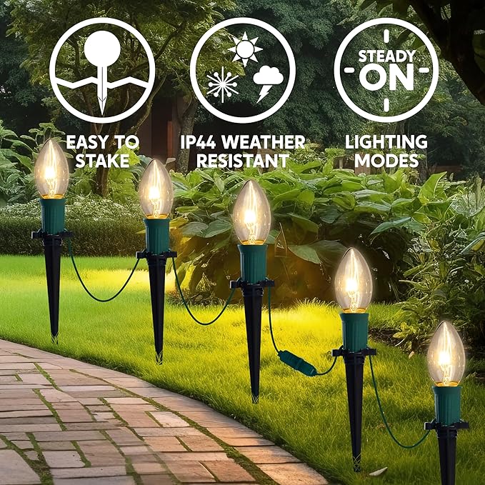 C9 Pathway Lights 24-Pack, 30.75ft LED Stakes