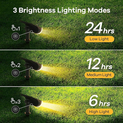 Linkind Solar Lights Outdoor Waterproof IP65, StarRay Dusk-to-Dawn Outdoor Solar Lights, 3 Lighting Modes Solar Spot Lights Outdoor for Garden, Yard, Landscape (Warm White, 2 Pack)