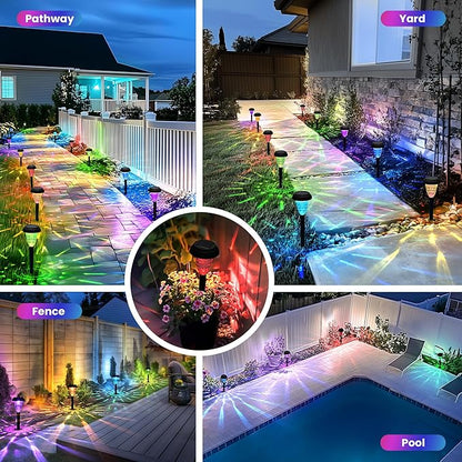 Solar Pathway Lights Outdoor Waterproof 8 Pack Color Changing Garden Light for Yard Patio Driveway Walkway Lawn Landscape Lighting for Outdoor Decor