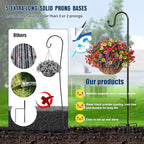 Ottsuls Shepherd Hooks with 5 Prongs Base for Outdoor - 76 Inch Adjustable Bird Feeder Pole for Outside Hanging, Garden, Hummingbird Feeder, Plant Baskets, Solar Light Lanterns, Wedding Decor (1 Pack)