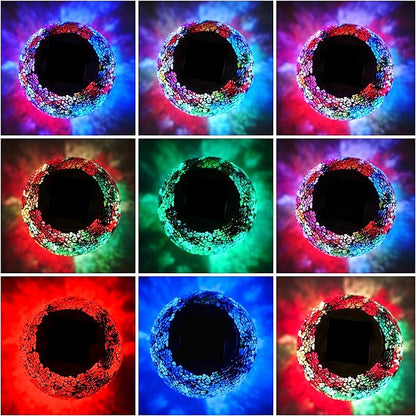 Solar Glass Ball Light Color Changing Mosaic Crackle Table Lamps Waterproof LED Night Light for Bedroom Yard Patio Christmas Decorations (Crackle Glass, Multi-Colored)