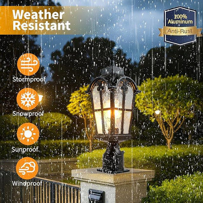 Dawn to Dusk Sensor Outdoor Post Lights Waterproof Post Light Fixture Outdoor Anti-Rust Waterproof Exterior Lamp Post Lighting for Front Door Yard Pathway Driveway Fence